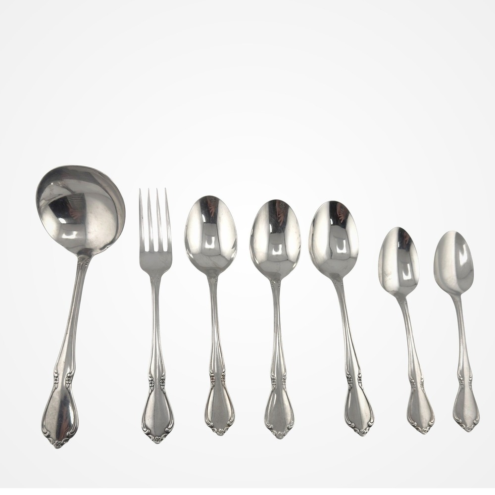 Oneida Oneidacraft Deluxe Chateau Stainless Flatware Mixed Lot 7 Pc Glossy‎
